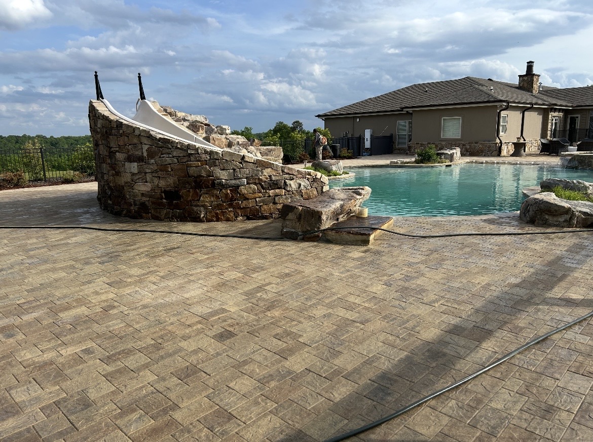 Stone Pool & Paver Deck