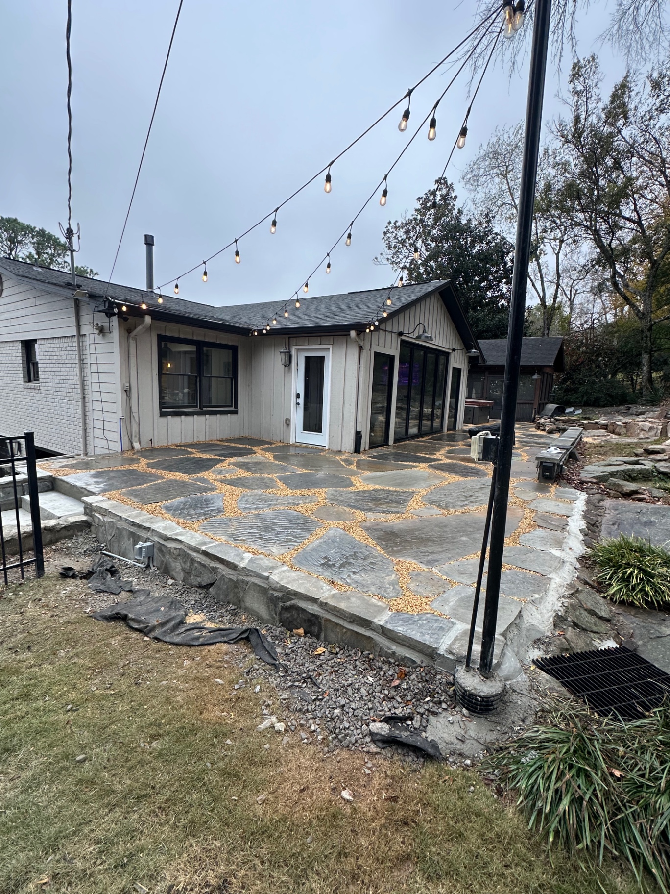 Flagstone Patio & String Lights