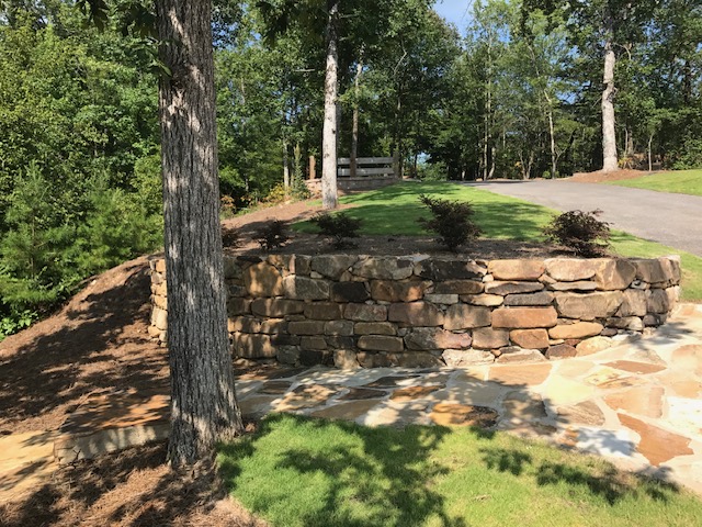 Natural Stone Wall & Flagstone Landing