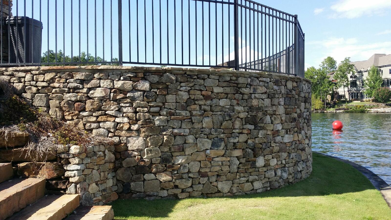 Curved Lakeside Stone Wall